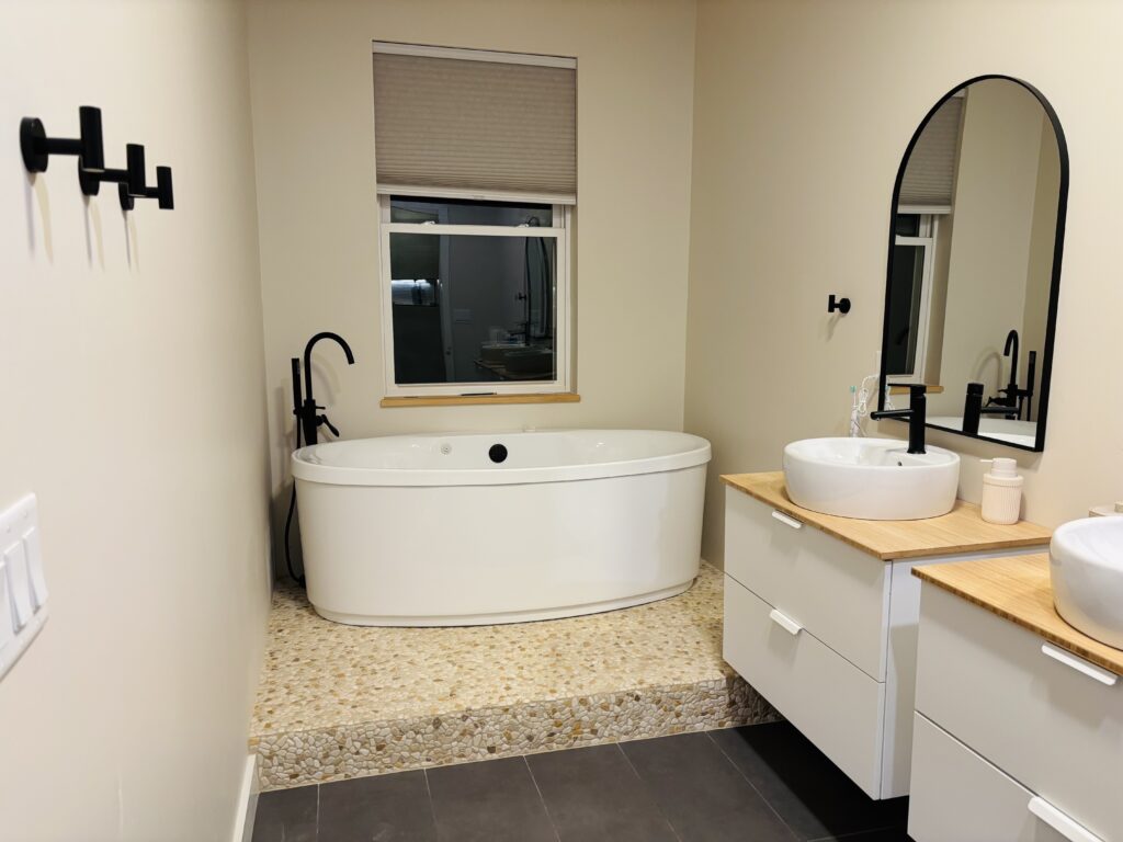 Custom tile tub surrounds offer a luxury look to custom bathroom tile remodels